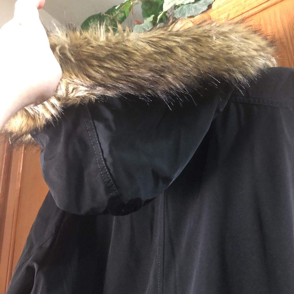 NWT Croft & Barrow Woman Black Winter Parka Coat Faux Fur Trim - 1X - Picture 8 of 15